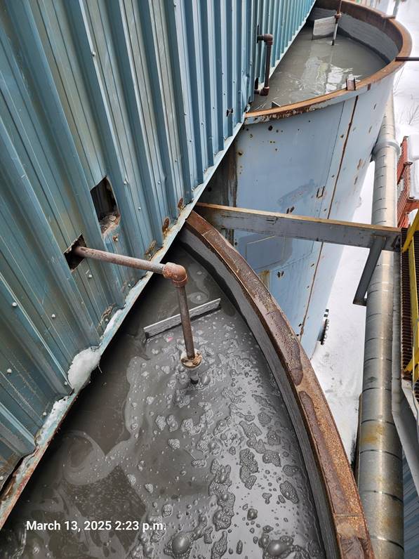 Thickener tanks at the Madsen Mine processing mill, Red Lake, Ontario